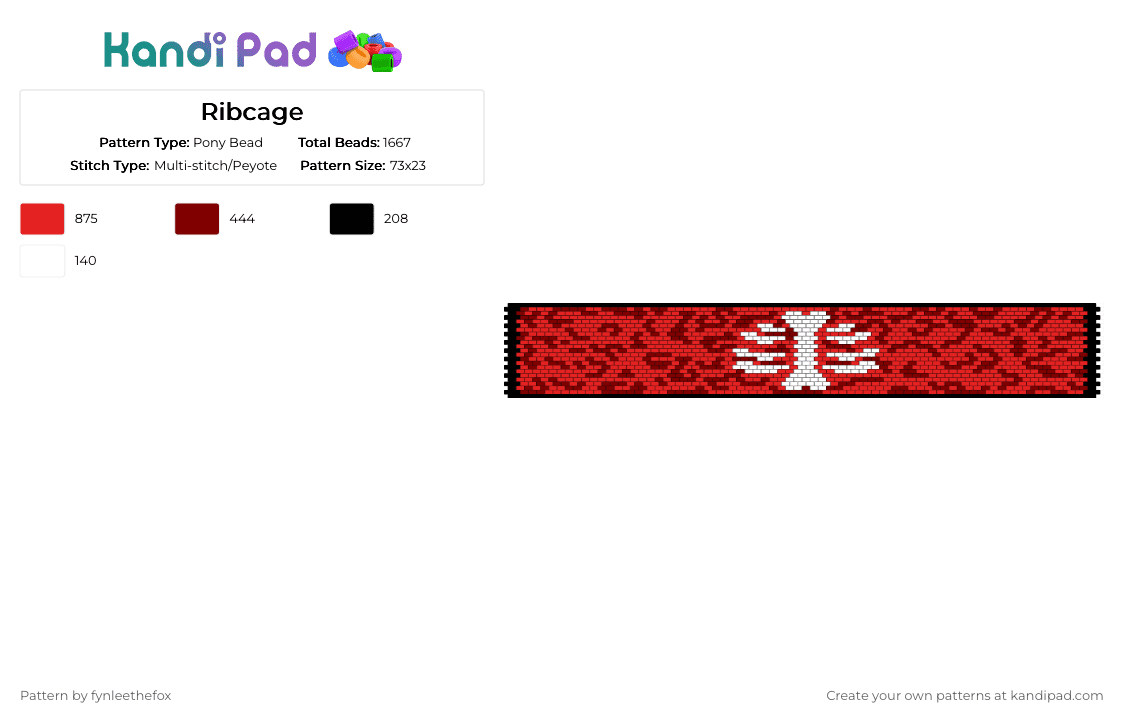 Ribcage - Pony Bead Pattern by fynleethefox on Kandi Pad - brown,red