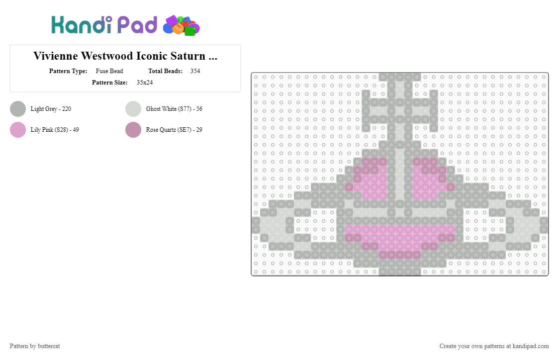 Vivienne Westwood Iconic Saturn Fuse Bead Pattern - Fuse Bead Pattern by butterrat on Kandi Pad - beige,pink,cute,saturn,vvn,viviennewestwood,fusebead