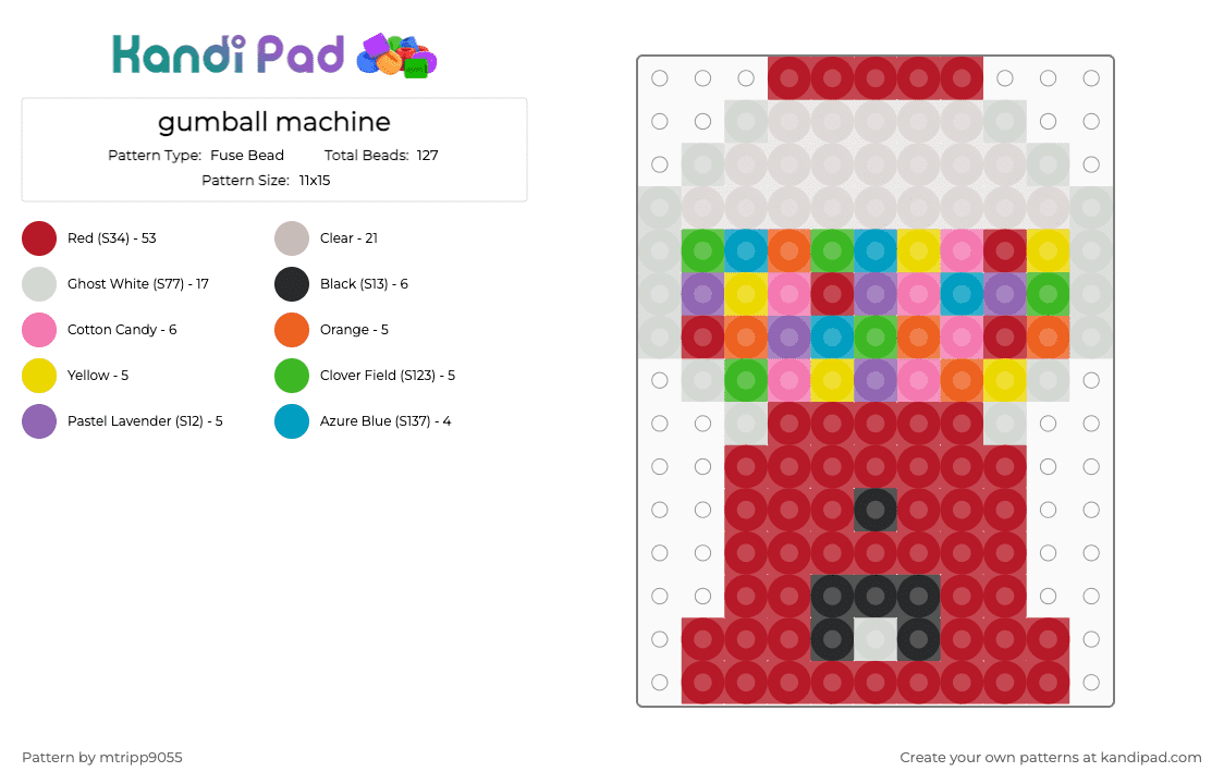 gumball machine - Fuse Bead Pattern by mtripp9055 on Kandi Pad - red,beige
