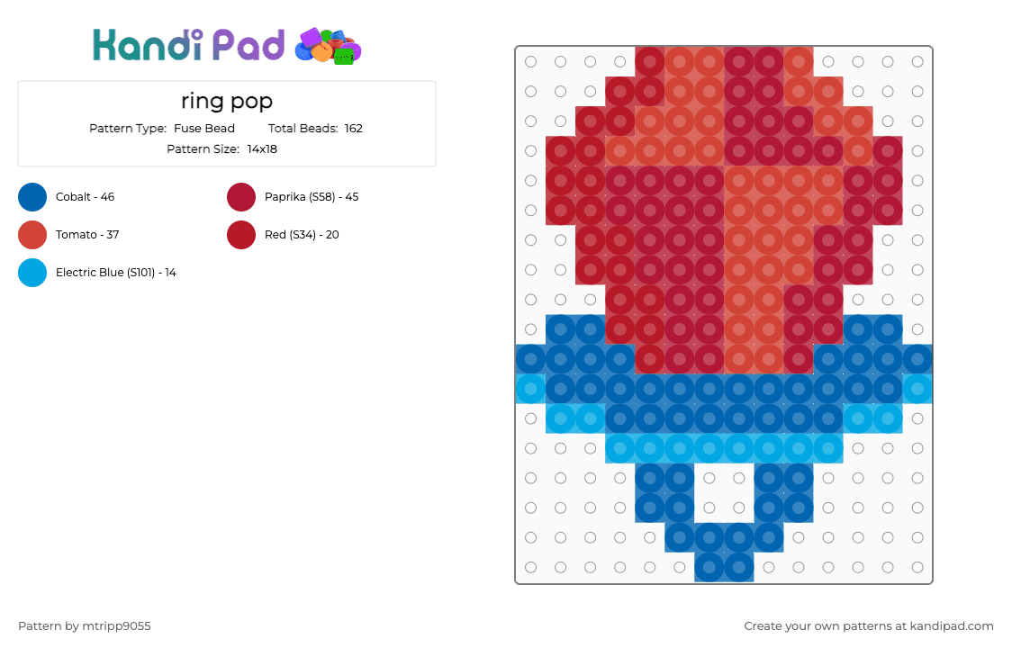 ring pop - Fuse Bead Pattern by mtripp9055 on Kandi Pad - red