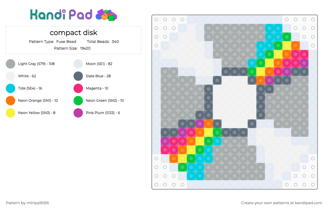 compact disk - Fuse Bead Pattern by mtripp9055 on Kandi Pad - white,gray