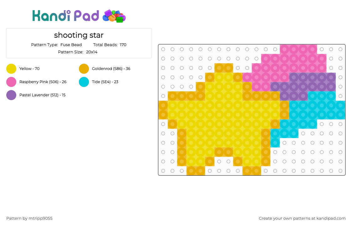 shooting star - Fuse Bead Pattern by mtripp9055 on Kandi Pad - yellow,pink