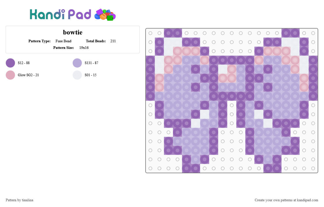 bowtie - Fuse Bead Pattern by tinalina on Kandi Pad - pink
