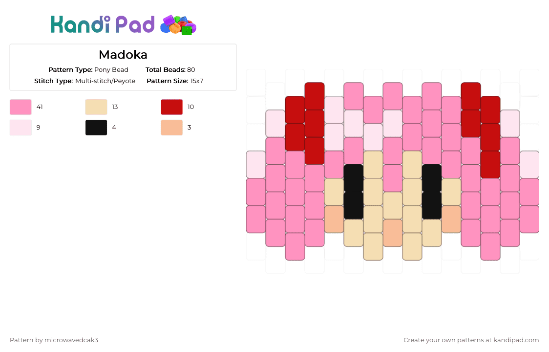 Madoka - Pony Bead Pattern by microwavedcak3 on Kandi Pad - pink