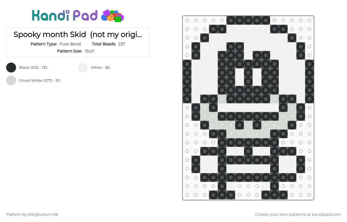 Spooky month Skid  (not my original design ) - Fuse Bead Pattern by kittybuttermilk on Kandi Pad - black,white