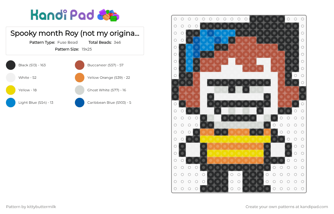 Spooky month Roy (not my original design ) - Fuse Bead Pattern by kittybuttermilk on Kandi Pad - black,red