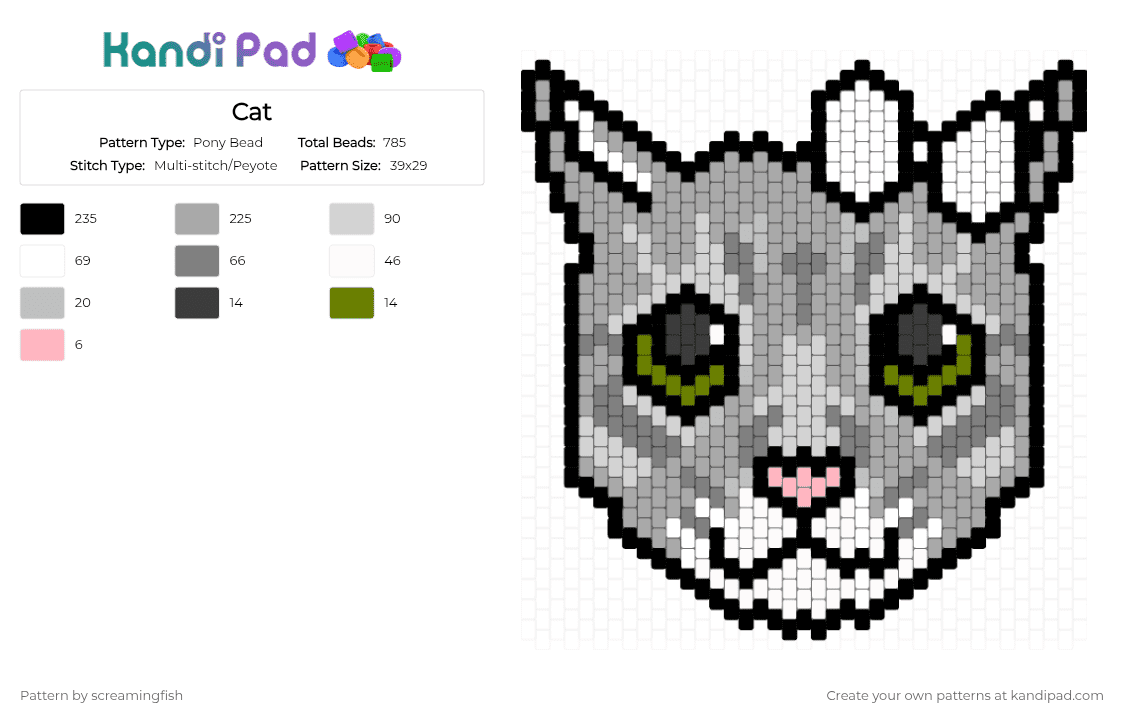 Cat - Pony Bead Pattern by screamingfish on Kandi Pad - beige