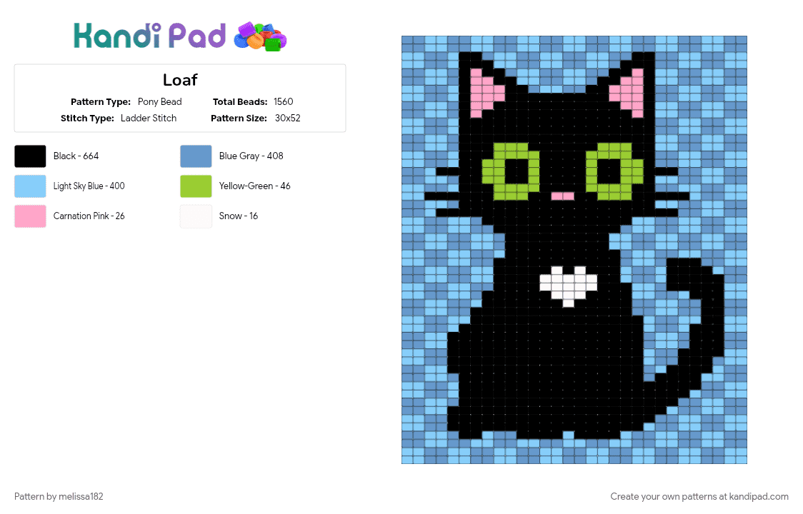 Loaf - Pony Bead Pattern by melissa182 on Kandi Pad - light blue