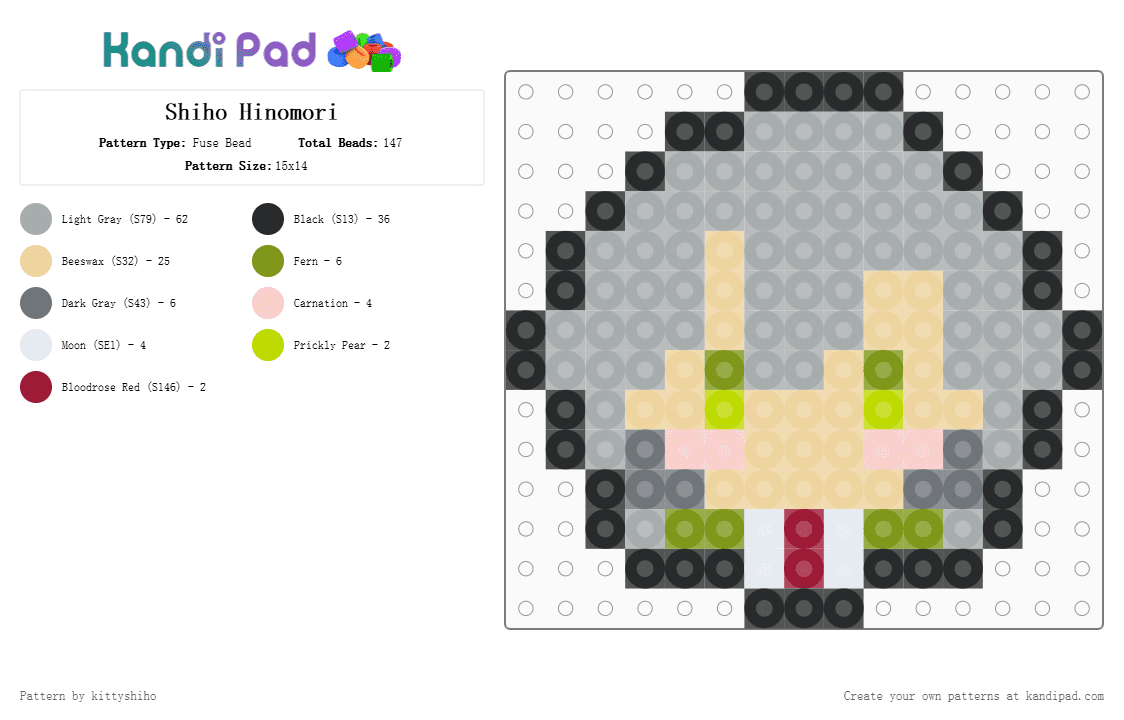Shiho Hinomori - Fuse Bead Pattern by kittyshiho on Kandi Pad - beige, gray