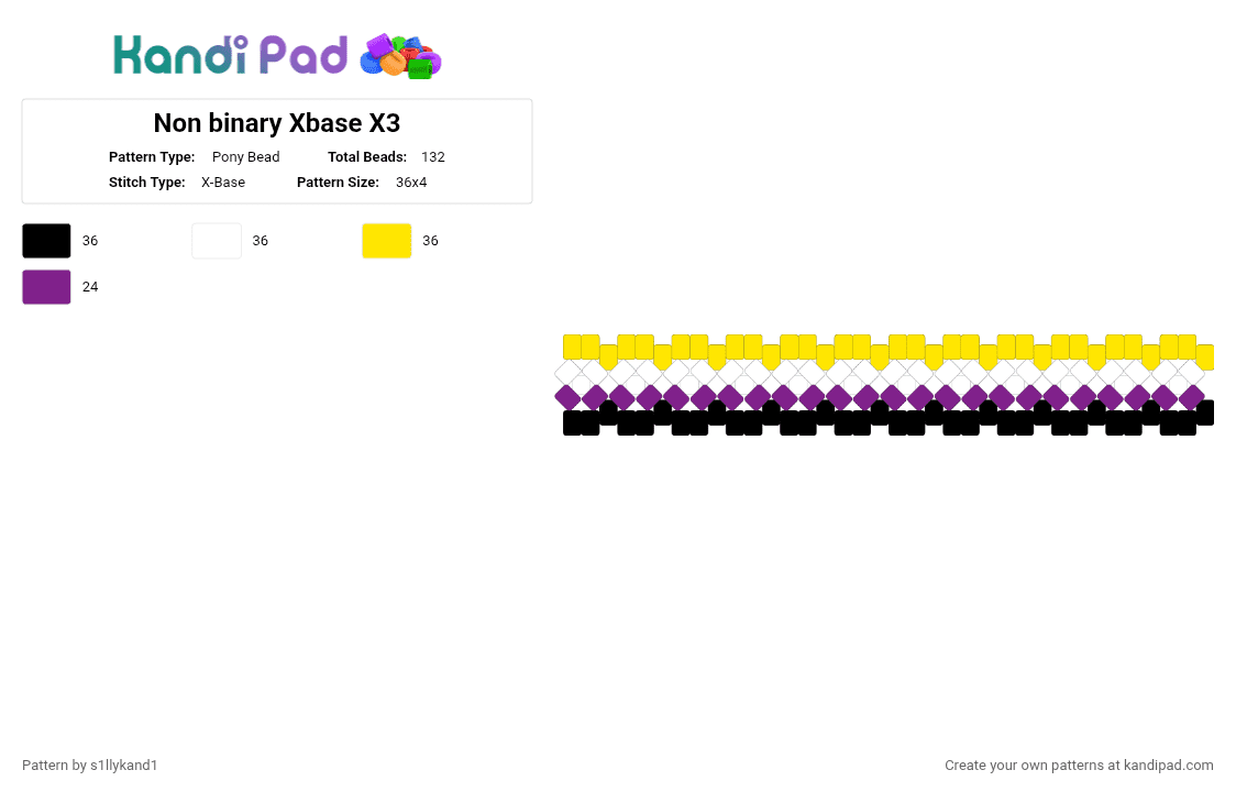 Non binary Xbase X3 - Pony Bead Pattern by s1llykand1 on Kandi Pad - pink,yellow