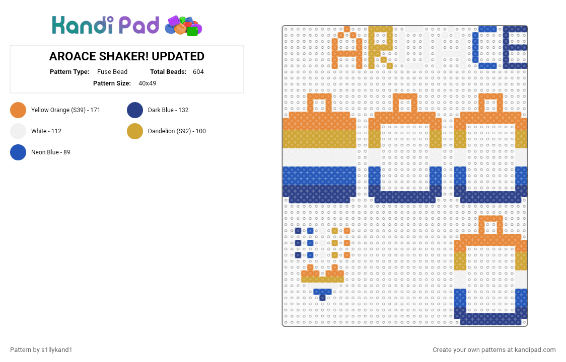 AROACE SHAKER! UPDATED - Fuse Bead Pattern by s1llykand1 on Kandi Pad - orange,blue