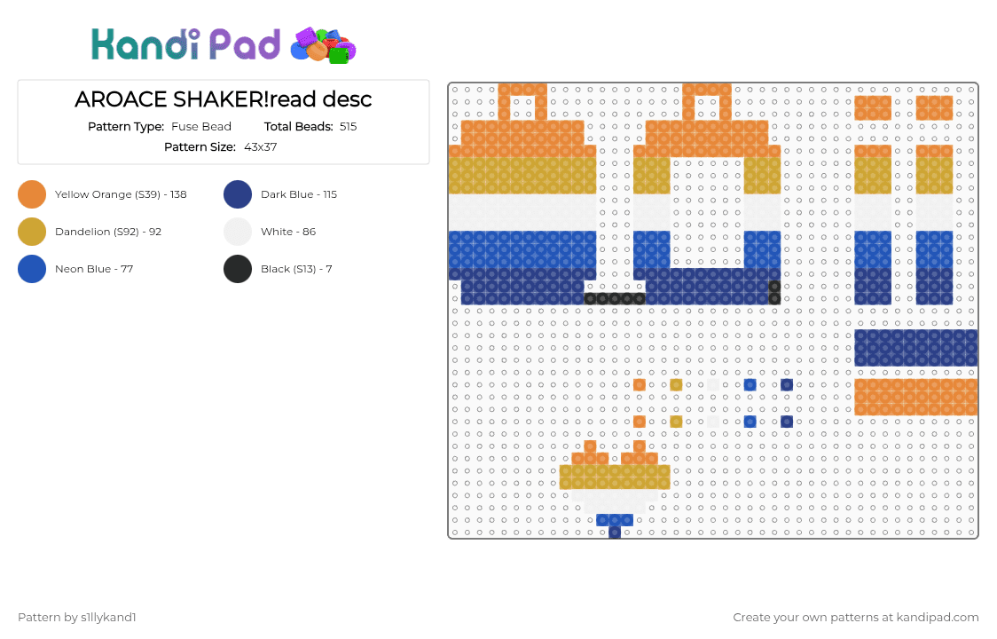 AROACE SHAKER!read desc - Fuse Bead Pattern by s1llykand1 on Kandi Pad - orange,blue