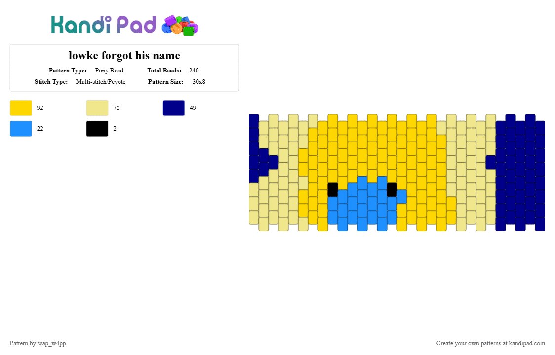 lowke forgot his name - Pony Bead Pattern by wap_w4pp on Kandi Pad - yellow,sirenz