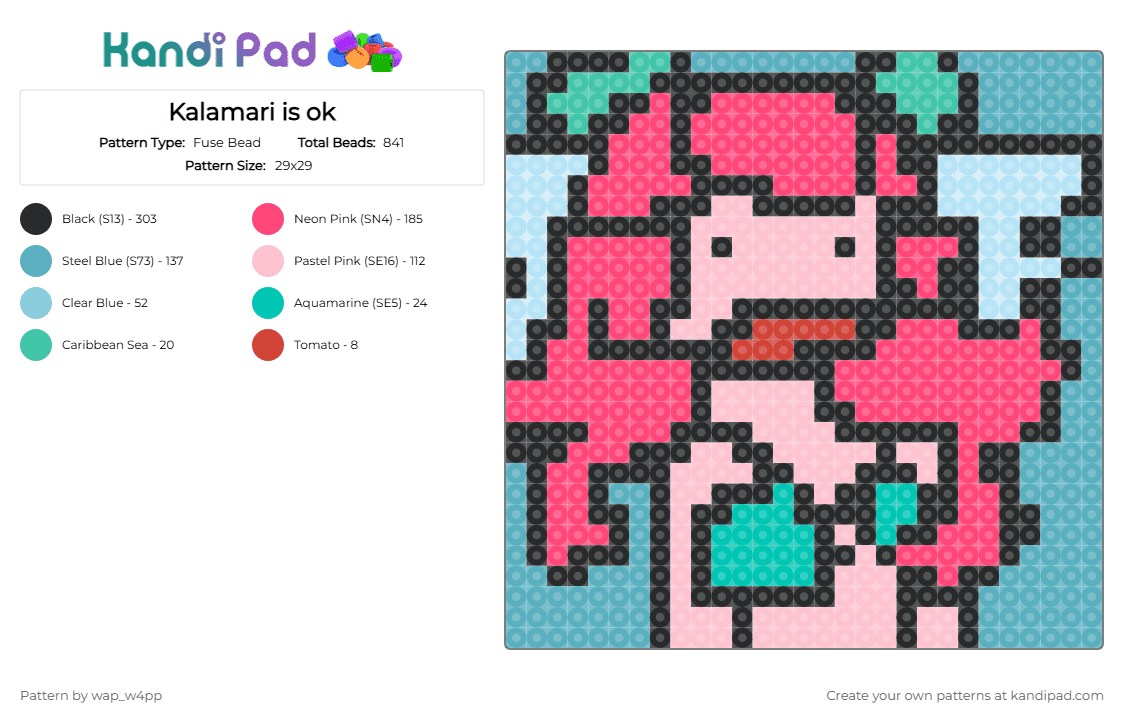 Kalamari is ok - Fuse Bead Pattern by wap_w4pp on Kandi Pad - red,teal,sirenz fuse