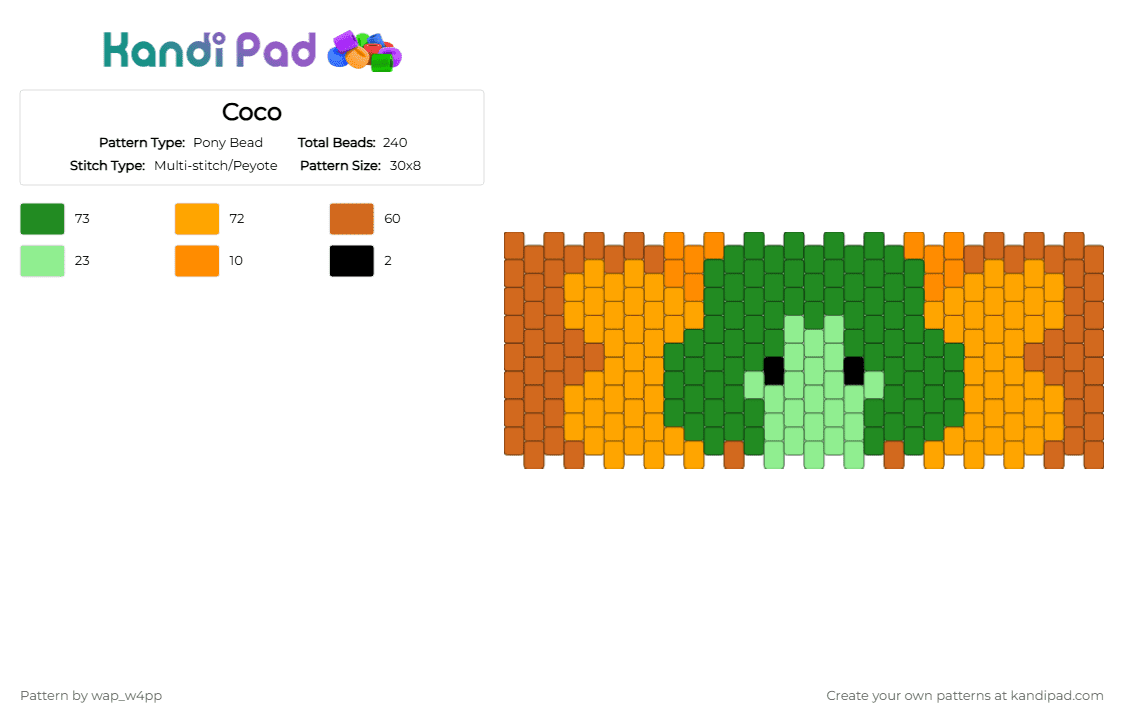 Coco - Pony Bead Pattern by wap_w4pp on Kandi Pad - orange