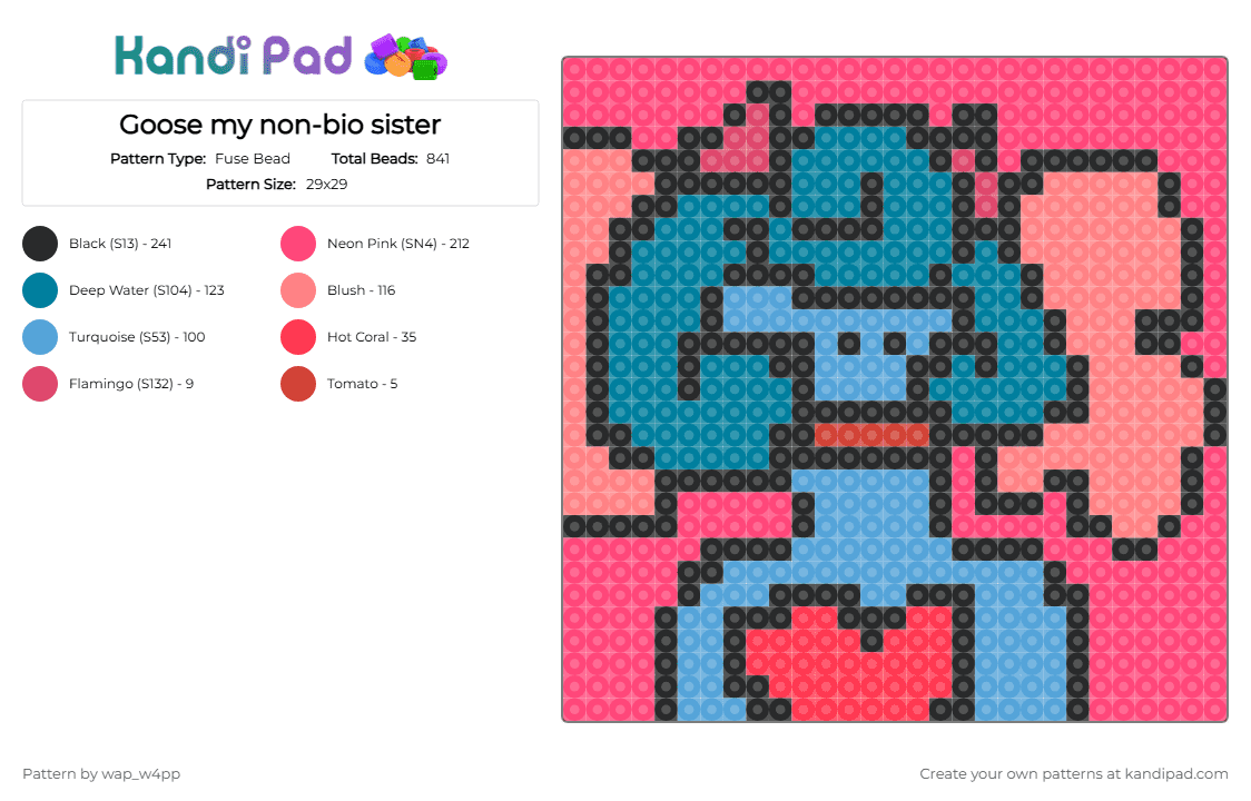 Goose my non-bio sister - Fuse Bead Pattern by wap_w4pp on Kandi Pad - red,sirenz fuse bead