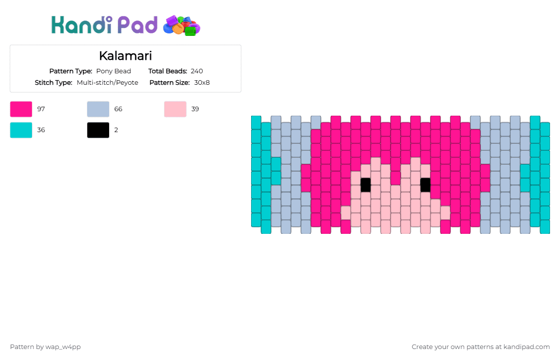 Kalamari - Pony Bead Pattern by wap_w4pp on Kandi Pad - pink,light blue,sirenz
