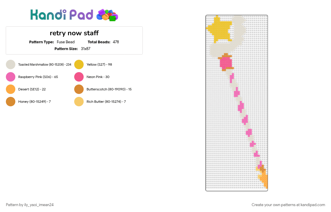 retry now staff - Fuse Bead Pattern by ily_yaoi_imean24 on Kandi Pad - beige