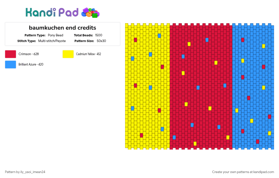 baumkuchen end credits - Pony Bead Pattern by ily_yaoi_imean24 on Kandi Pad - red
