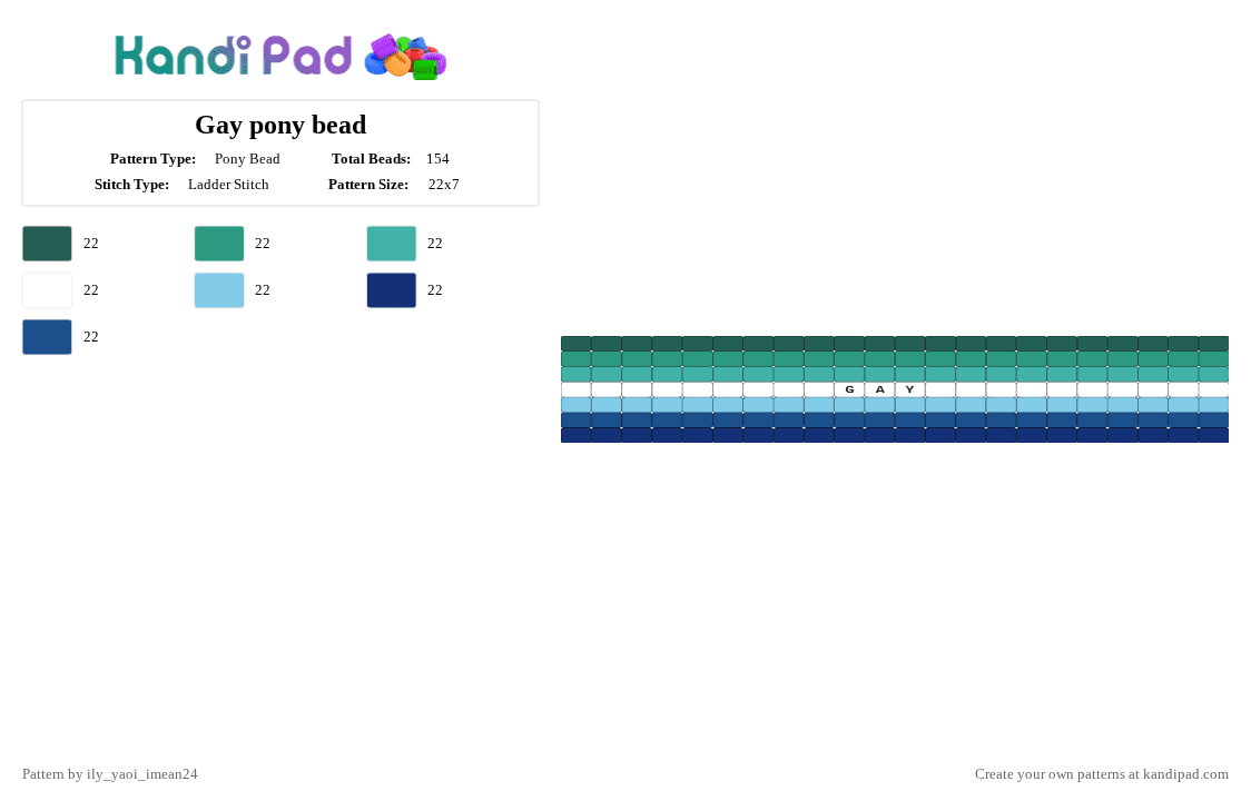 Gay pony bead - Pony Bead Pattern by ily_yaoi_imean24 on Kandi Pad - teal,blue,pride