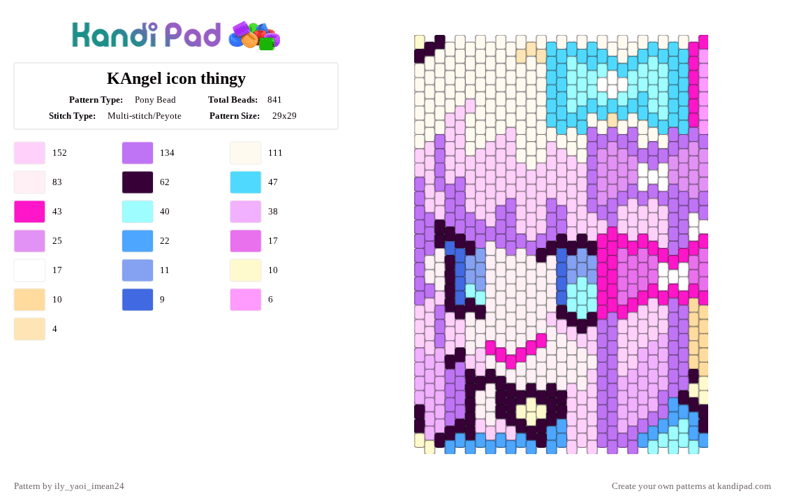 KAngel icon thingy - Pony Bead Pattern by ily_yaoi_imean24 on Kandi Pad - light blue,pink
