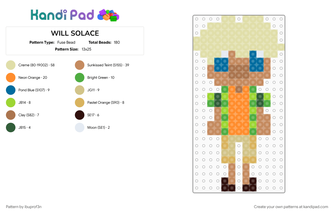 WILL SOLACE - Fuse Bead Pattern by ibuprof3n on Kandi Pad - bisexual, orange, percy jackson, pjo, tan, yellow