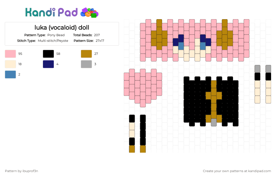 luka (vocaloid) doll - Pony Bead Pattern by ibuprof3n on Kandi Pad - pink