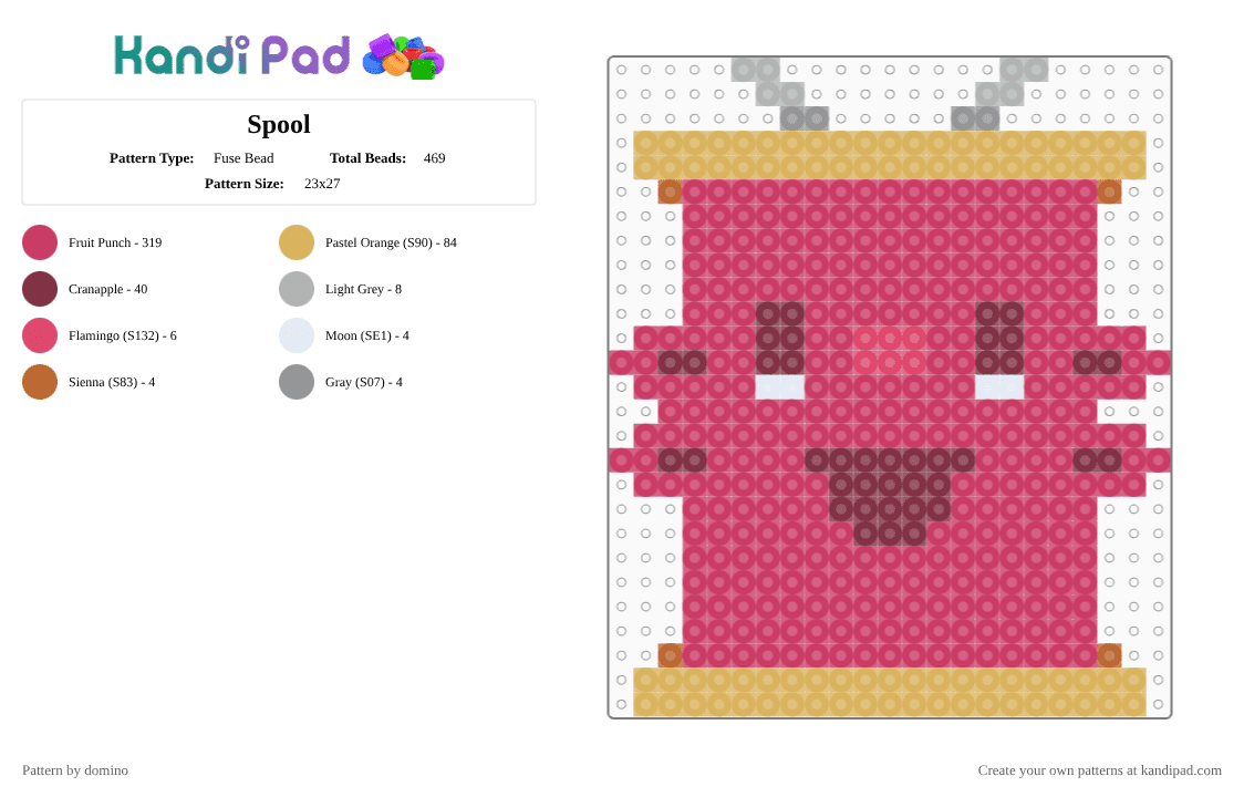 Spool - Fuse Bead Pattern by domino on Kandi Pad - objectified, orange, osc, pink, spool