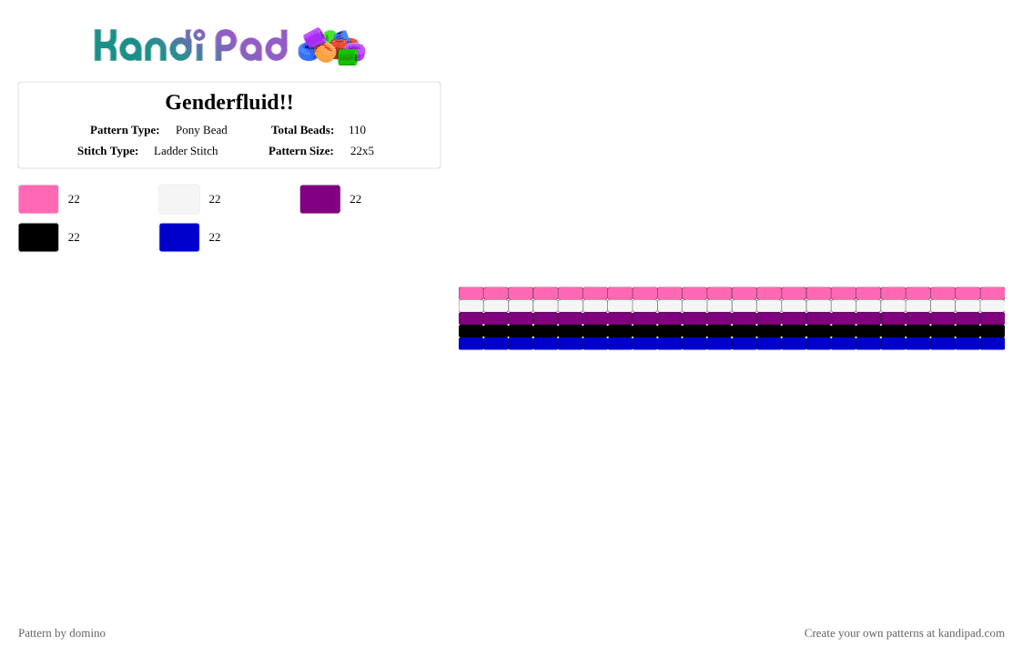 Genderfluid!! - Pony Bead Pattern by domino on Kandi Pad - pink,purple,gender,lgbtq