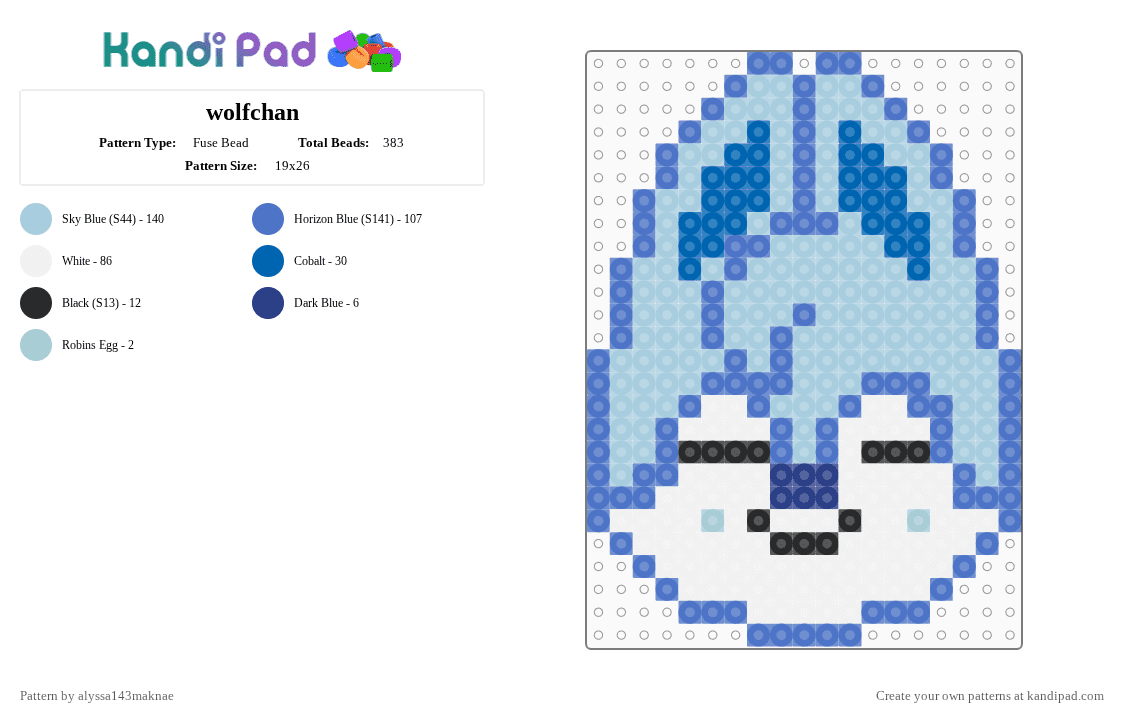 wolfchan - Fuse Bead Pattern by alyssa143maknae on Kandi Pad - blue,light blue