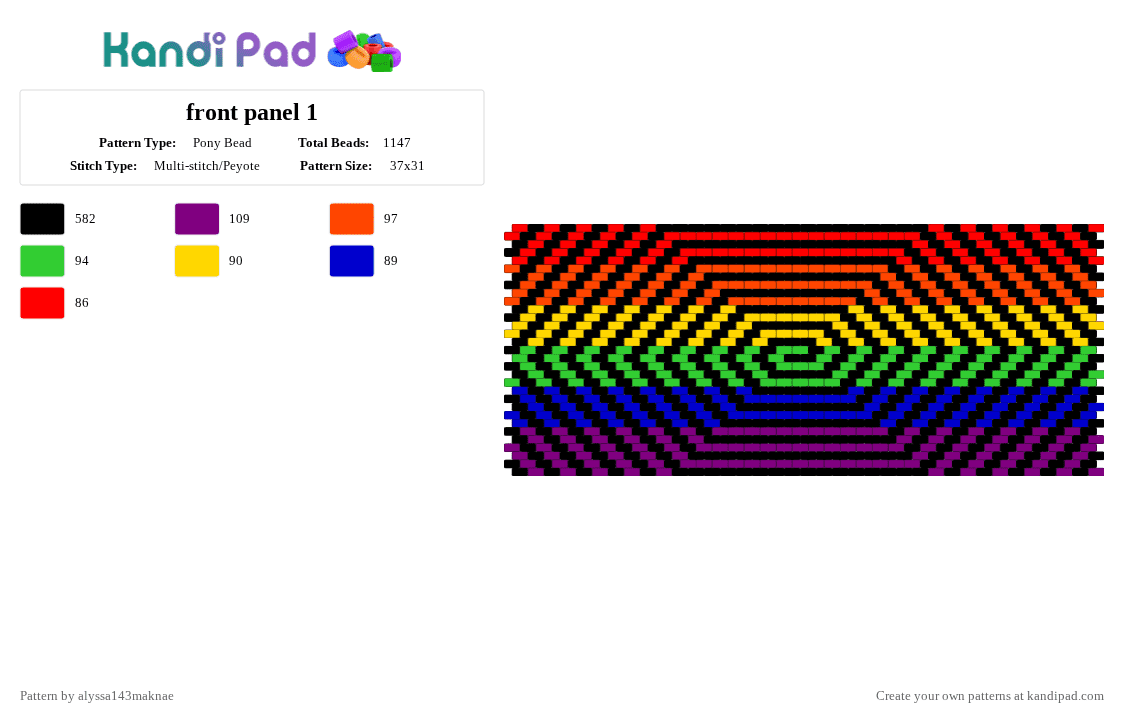 front panel 1 - Pony Bead Pattern by alyssa143maknae on Kandi Pad - black,red,pink