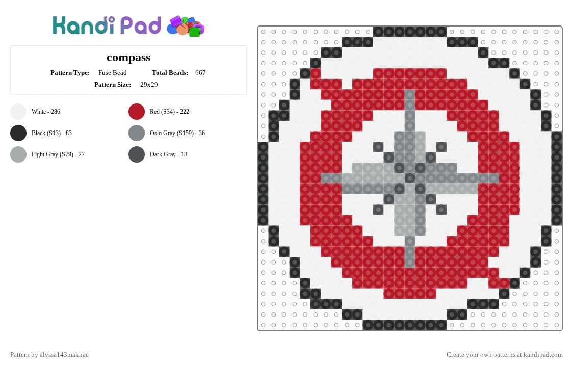 compass - Fuse Bead Pattern by alyssa143maknae on Kandi Pad - red
