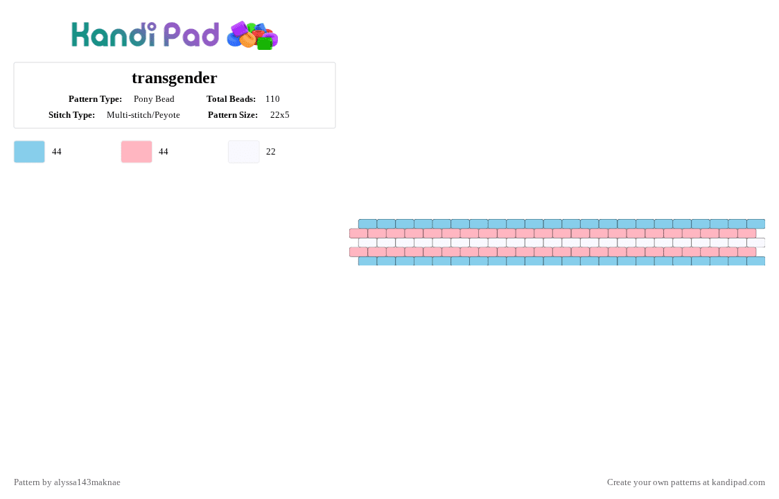 transgender - Pony Bead Pattern by alyssa143maknae on Kandi Pad - light blue, pink
