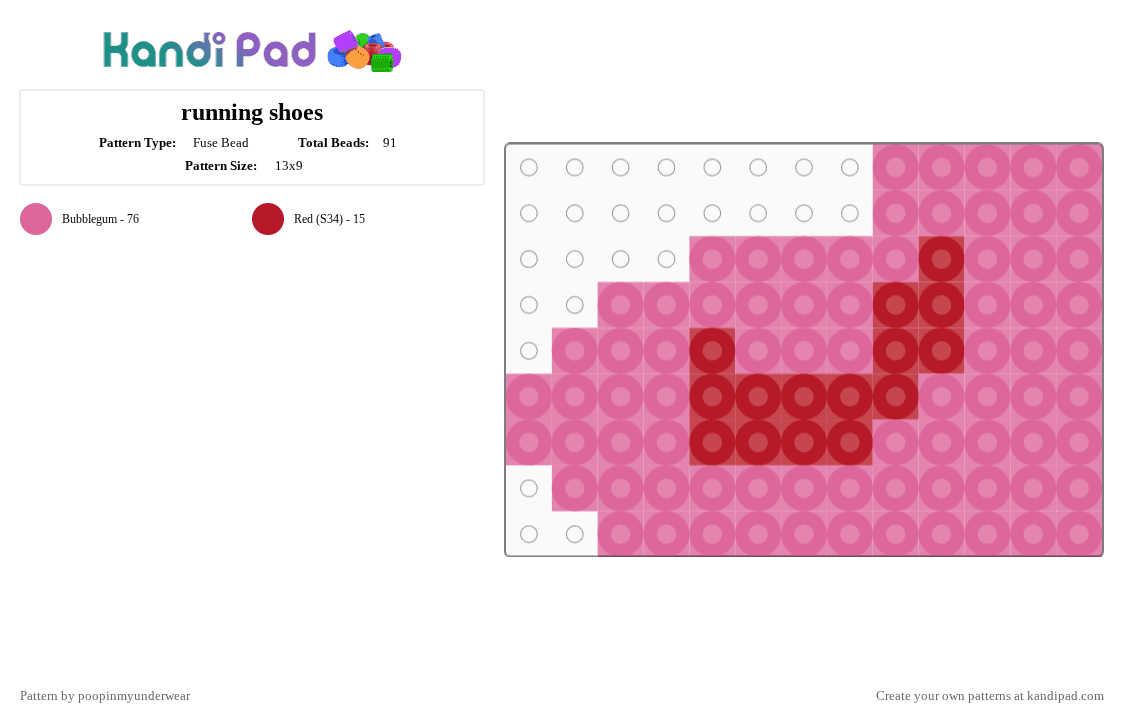 running shoes - Fuse Bead Pattern by poopinmyunderwear on Kandi Pad - cotdcharitywalkrun
