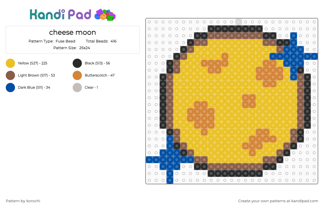 cheese moon - Fuse Bead Pattern by korochi on Kandi Pad - yellow