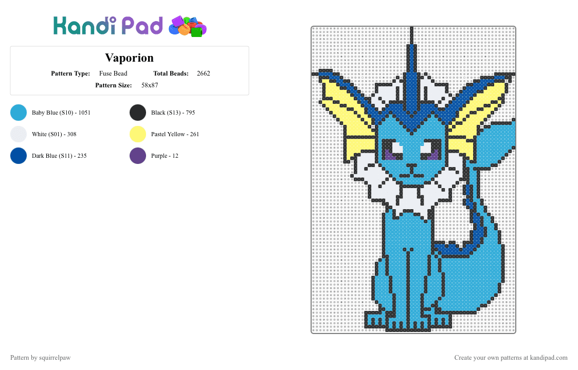 Vaporion - Fuse Bead Pattern by squirrelpaw on Kandi Pad - light blue