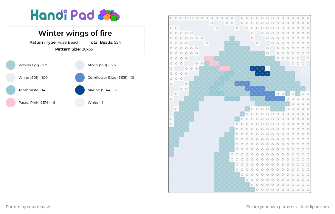 Winter wings of fire - Fuse Bead Pattern by squirrelpaw on Kandi Pad - light blue