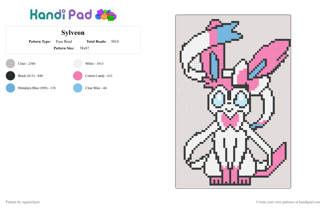 Sylveon - Fuse Bead Pattern by squirrelpaw on Kandi Pad - beige
