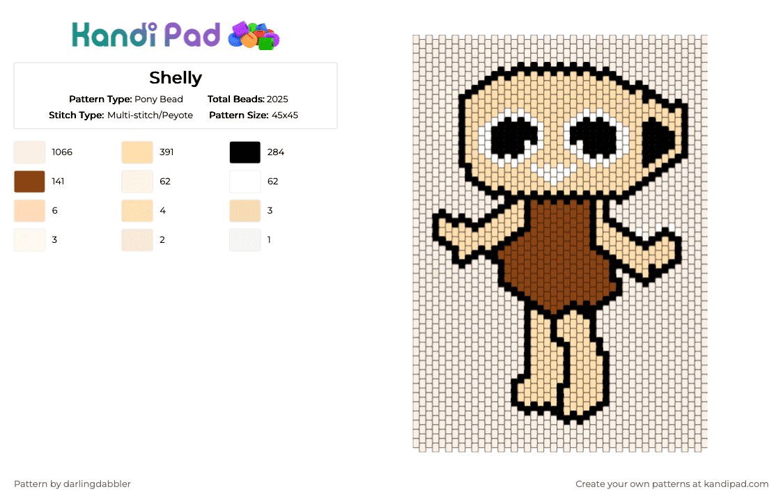 Shelly - Pony Bead Pattern by darlingdabbler on Kandi Pad - beige, white