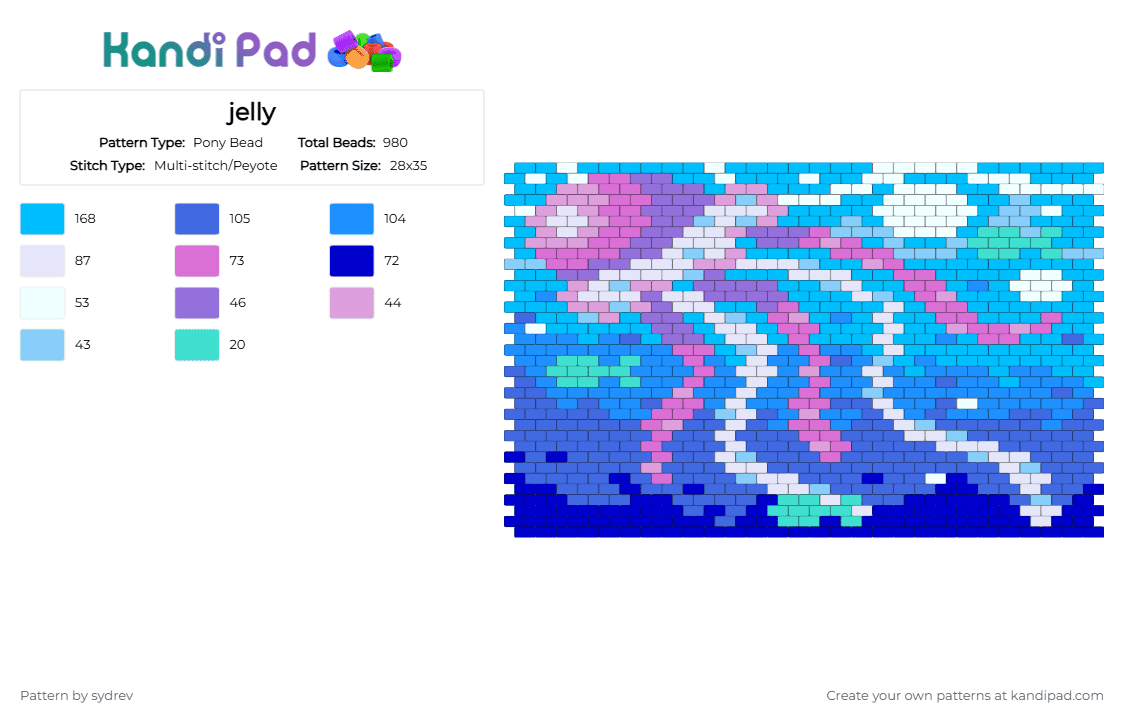 jelly - Pony Bead Pattern by sydrev on Kandi Pad - light blue