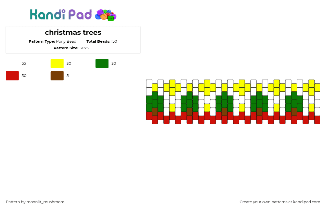 christmas trees - Pony Bead Pattern by moonlit_mushroom on Kandi Pad - christmas,trees,candles,holiday,cuff,festive,repeating,green,white