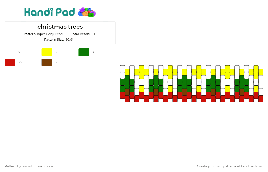 christmas trees - Pony Bead Pattern by moonlit_mushroom on Kandi Pad - christmas,trees,holiday,cuff