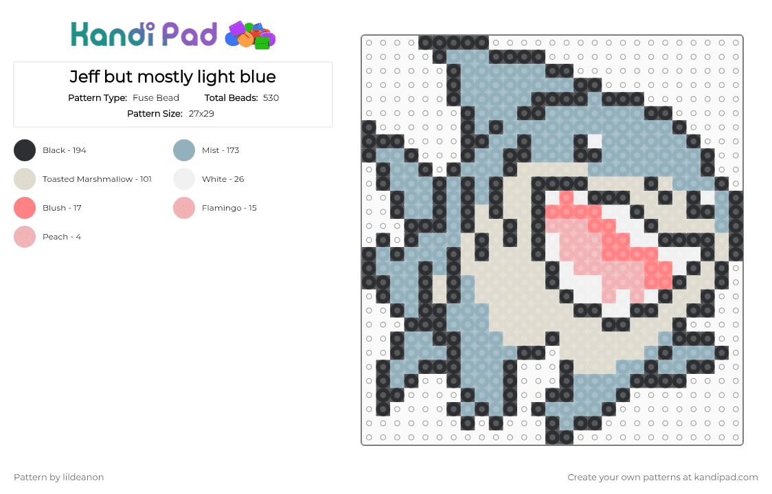 Jeff but mostly light blue - Fuse Bead Pattern by lildeanon on Kandi Pad - beige, light blue