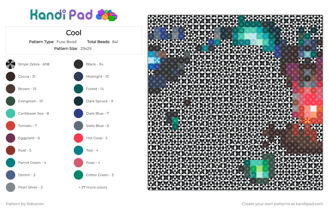Cool - Fuse Bead Pattern by lildeanon on Kandi Pad - 