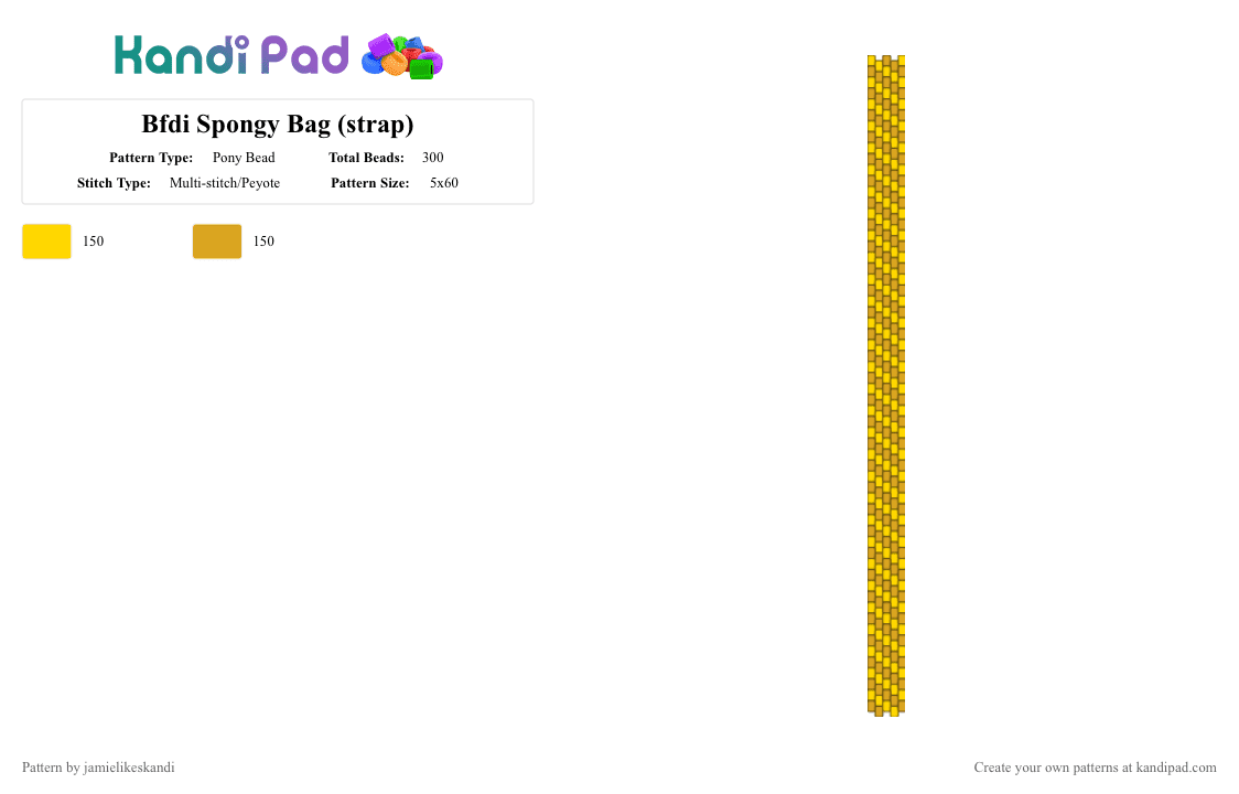 Bfdi Spongy Bag (strap) - Pony Bead Pattern by jamielikeskandi on Kandi Pad - yellow,orange,bfdi,battle for dream island,spongy,bfdi spongy,kandi spongy,bfdi kandi,kandi bfdi spongy