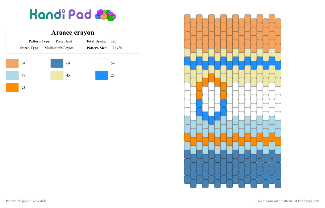 Aroace crayon - Pony Bead Pattern by jamielikeskandi on Kandi Pad - orange,light blue,blue,aroace,crayon,aroace crayon,kandi crayon,aroace kandi,aroace kandi crayon