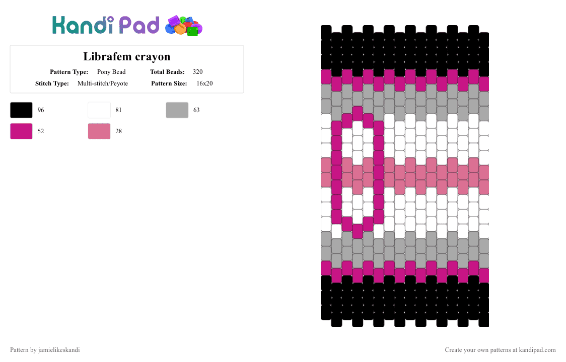 Librafem crayon - Pony Bead Pattern by jamielikeskandi on Kandi Pad - pink,beige,librafem,crayon,librafem crayon,librafem kandi,crayon kandi,agender