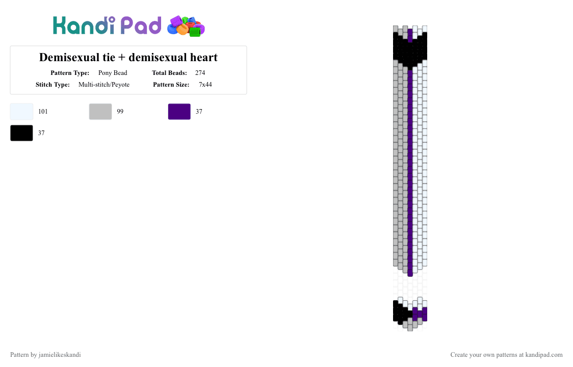 Demisexual tie + demisexual heart - Pony Bead Pattern by jamielikeskandi on Kandi Pad - beige,purple,demisexual,tie,charm,demisexual tie,demisexual charm,pride,pride tie,pride charm