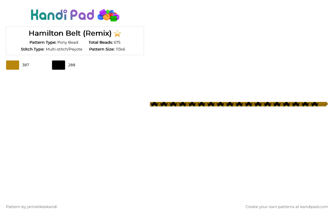 Hamilton Belt (Remix) ⭐️ - Pony Bead Pattern by jamielikeskandi on Kandi Pad - black,gold,hamilton,hamilton musical,hamilton belt,star belt,hamilton star,hamilton star belt,semiquincentennial,america