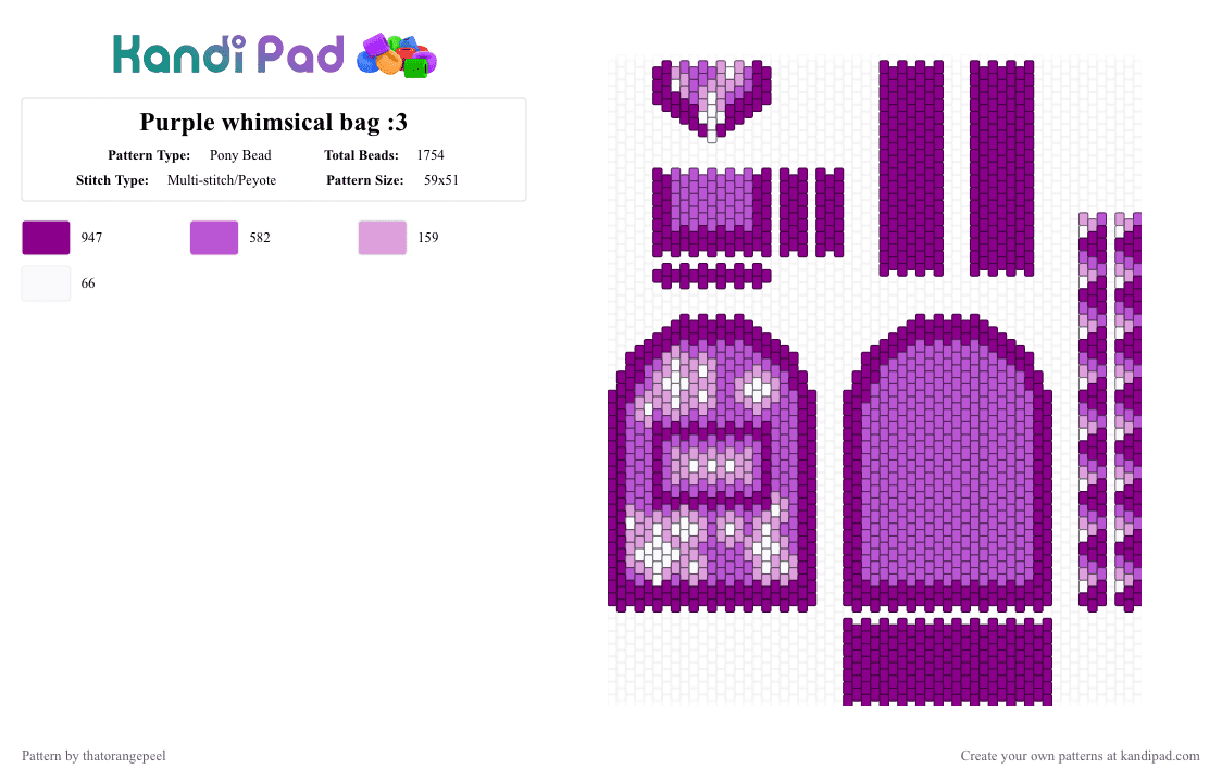 Purple whimsical bag :3 - Pony Bead Pattern by thatorangepeel on Kandi Pad - pink